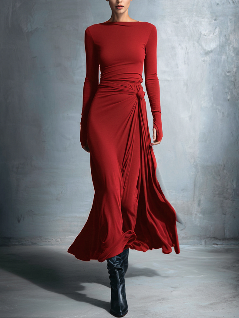 VICTORIA™ | Vestido largo con lazo lateral