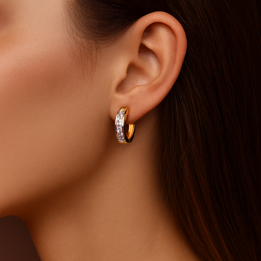 Paola – Elegantes pendientes de oro y cristal