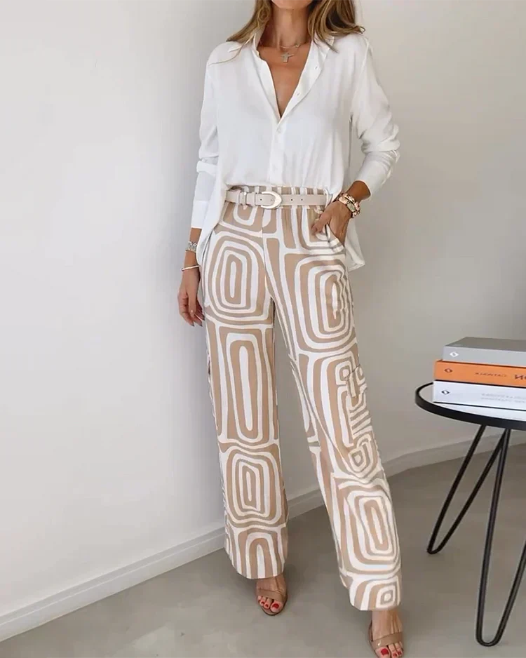 LINA™ | Pantalones de estampados en color beige