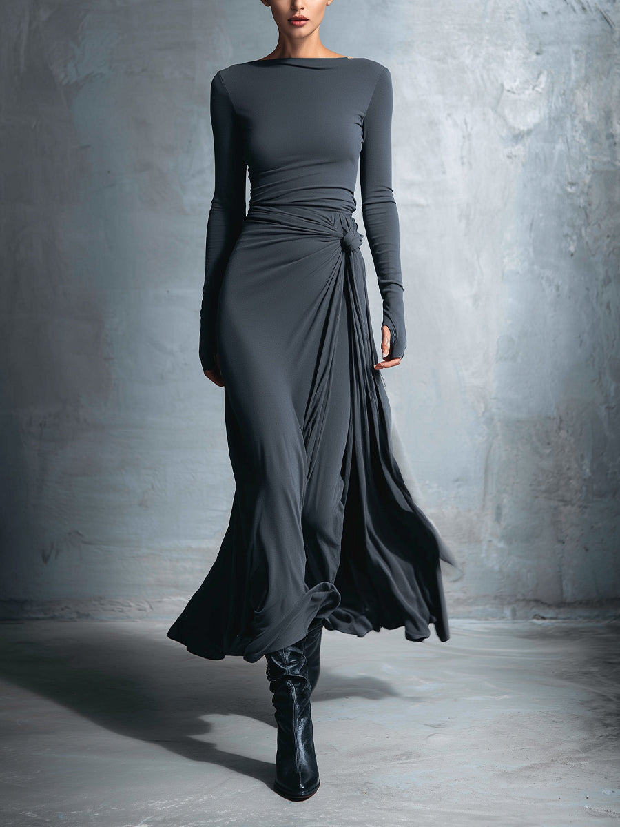 VICTORIA™ | Vestido largo con lazo lateral
