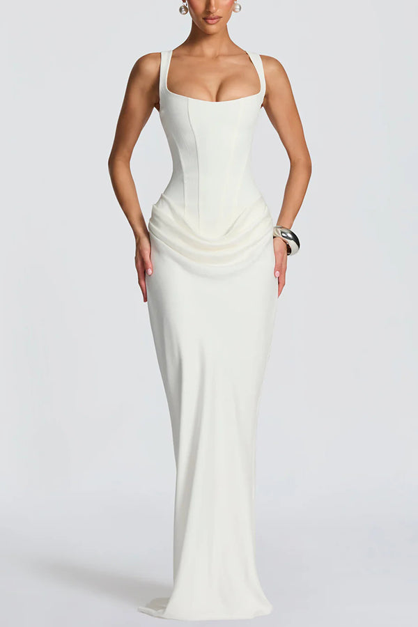 BRUN™ | Vestido largo con cuello cuadrado
