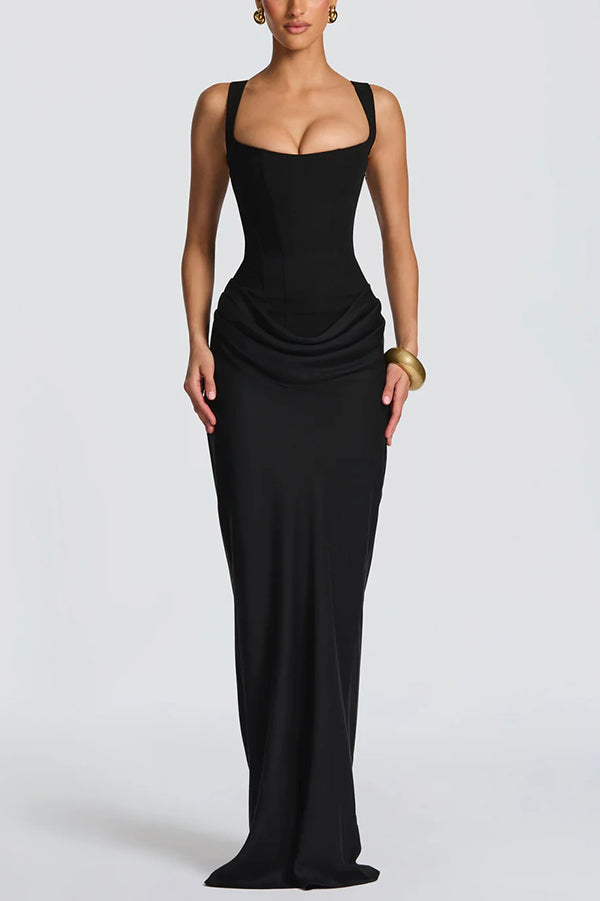 BRUN™ | Vestido largo con cuello cuadrado