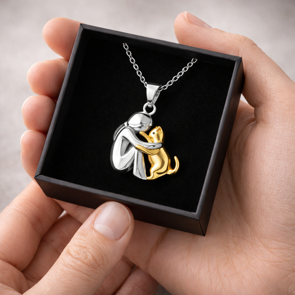 Símbolo del amor eterno - collar con colgante en forma de gato abrazándose