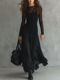 NERO™ | Vestido largo holgado de encaje negro