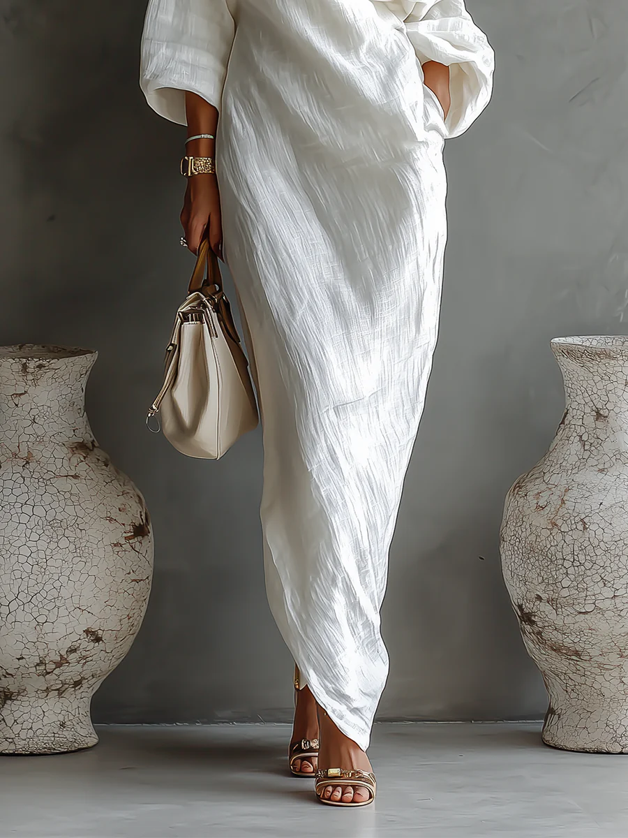 NERI™ | Elegante y fluido vestido largo de un solo hombro