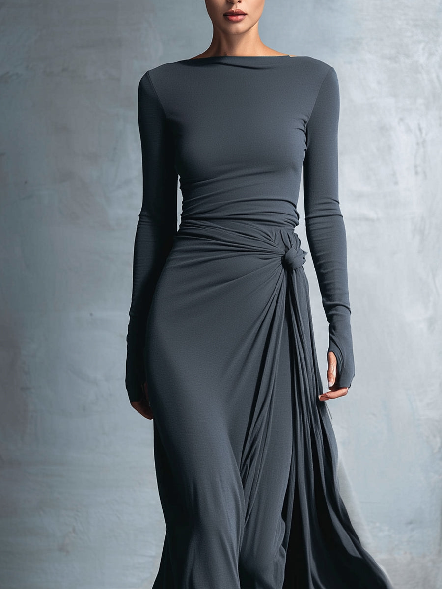 VICTORIA™ | Vestido largo con lazo lateral