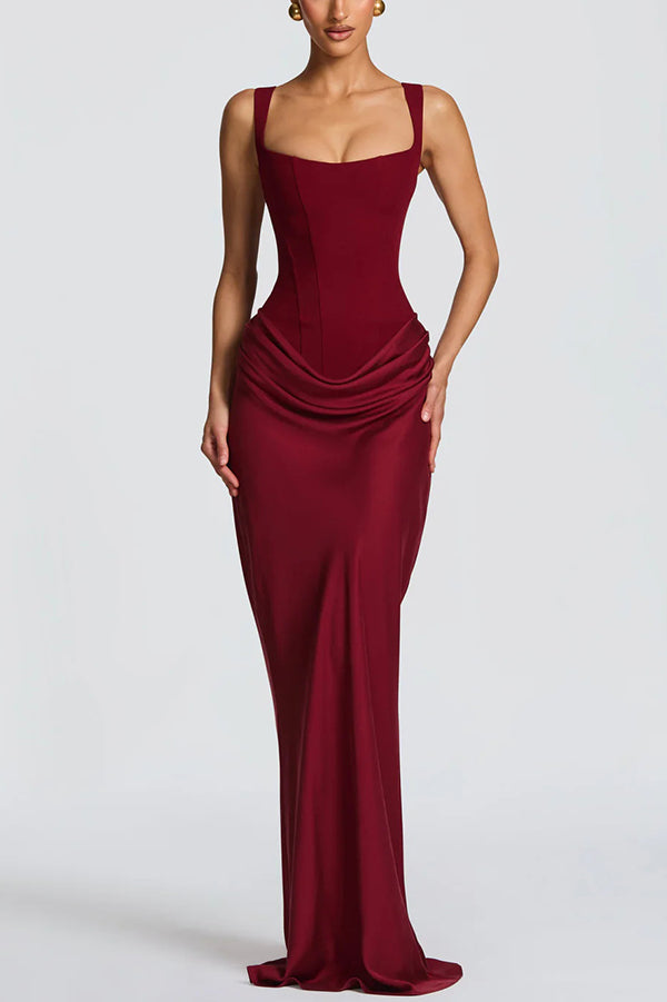 BRUN™ | Vestido largo con cuello cuadrado