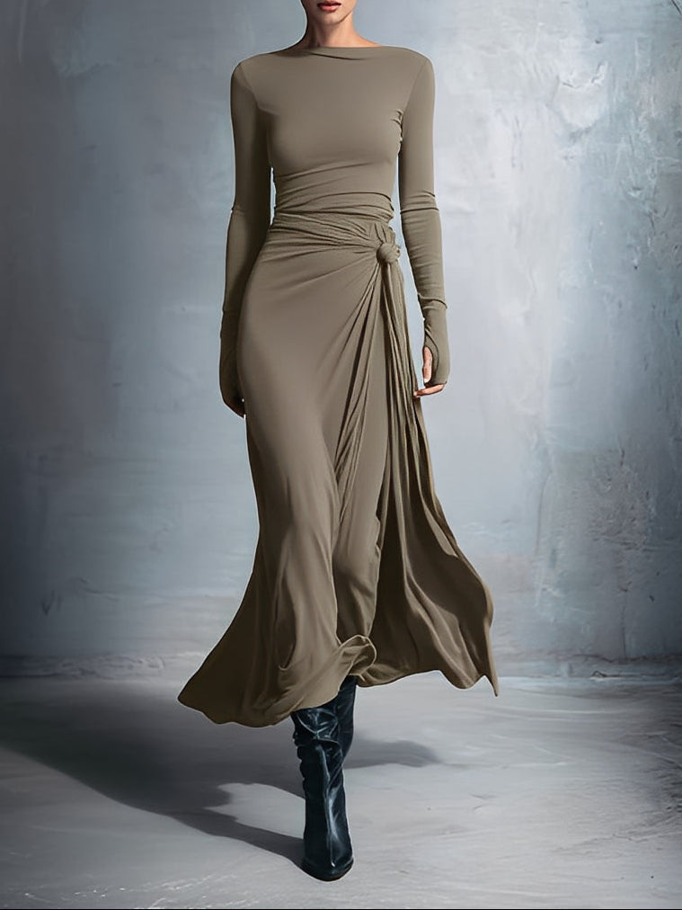 VICTORIA™ | Vestido largo con lazo lateral